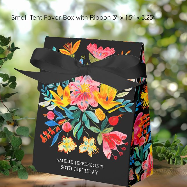 Caixinha De Lembrancinhas Black Mexicano Bright Floral Fiesta Birthday (Criador carregado)