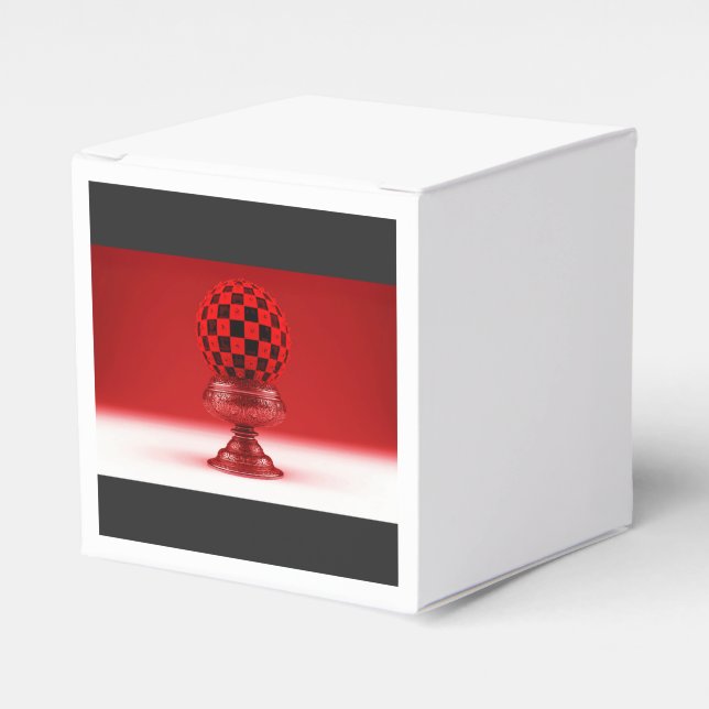 Caixinha De Lembrancinhas Black & Red Mandy Ball On Metallic Rose Base (Frente)