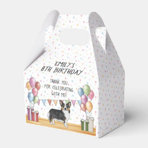 Caixinha De Lembrancinhas Black Tricolor Pembroke Corgi Aniversário Obrigado