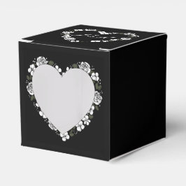Caixinha De Lembrancinhas Black & White Floral Heart Wedding Favor Box