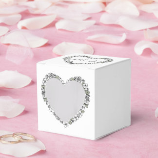 Caixinha De Lembrancinhas Black & White Floral Heart Wedding Favor Box