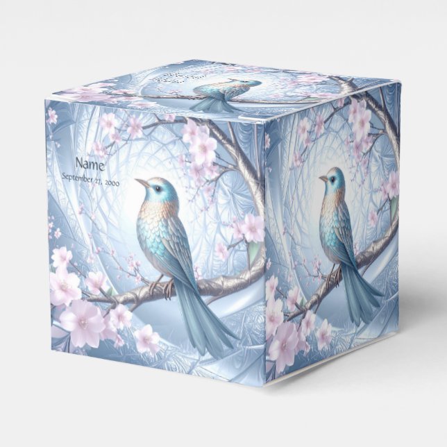 Caixinha De Lembrancinhas Blue Bird Floral Favor Box (Frente)