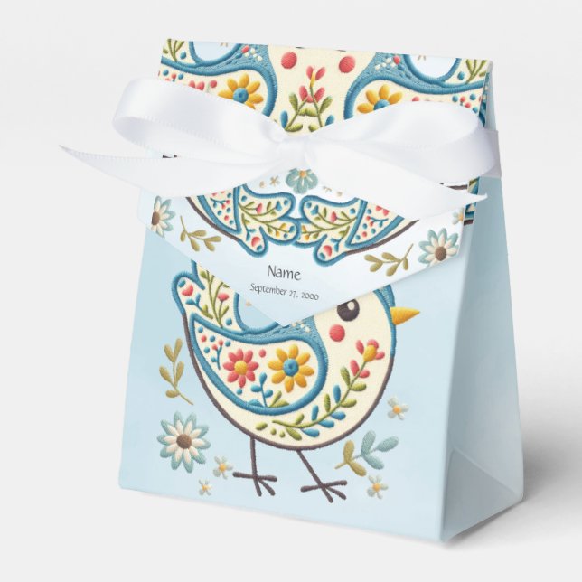 Caixinha De Lembrancinhas Blue Bird Floral Favor Box (Frente)