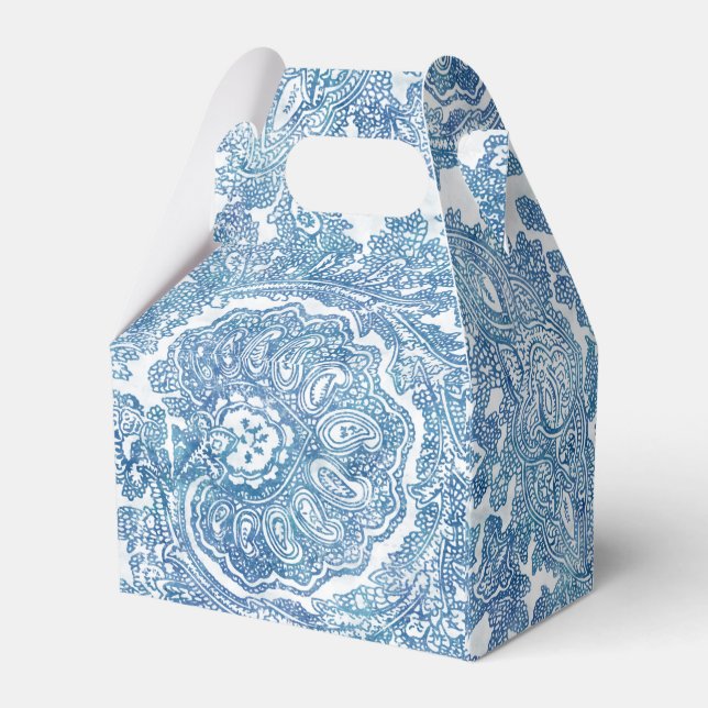 Caixinha De Lembrancinhas Blue Boho Paisley Pattern (Verso)