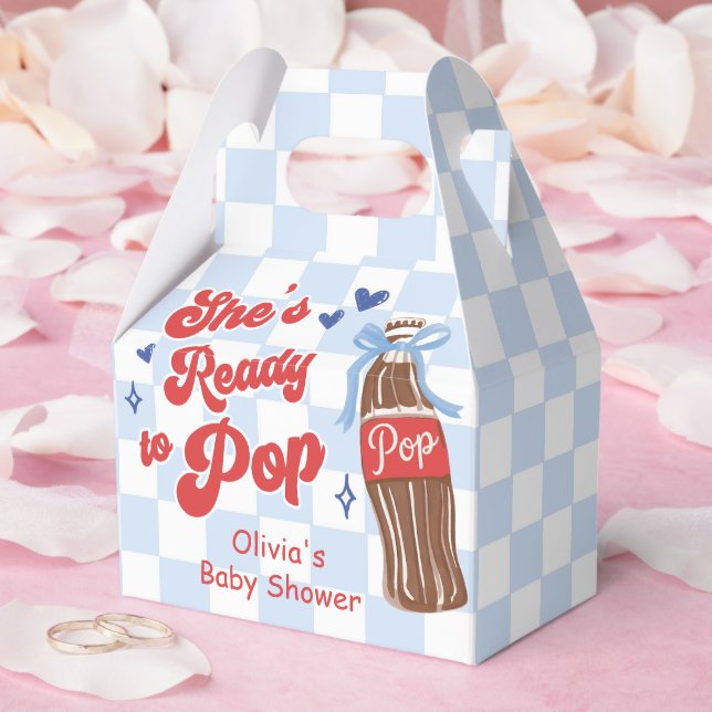Caixinha De Lembrancinhas Blue Bow She's Ready to Pop Baby Shower (Casamento)