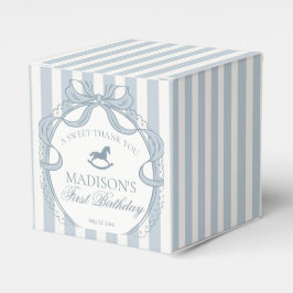 Caixinha De Lembrancinhas Blue Coquette Bow Rocking Horse Birthday Party