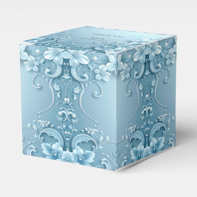 Caixinha De Lembrancinhas Blue Decorative Floral Favor Box (Frente)