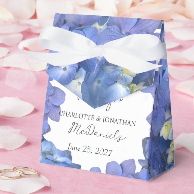 Caixinha De Lembrancinhas Blue Hydrangea Petals Casamento Nomes Personalizad (Casamento)