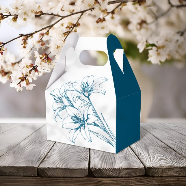 Caixinha De Lembrancinhas Blue Lily Outline Wedding (Criador carregado)