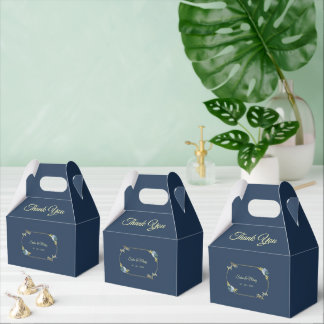Caixinha De Lembrancinhas Blue Minimalist Wedding Favor Boxes Editable