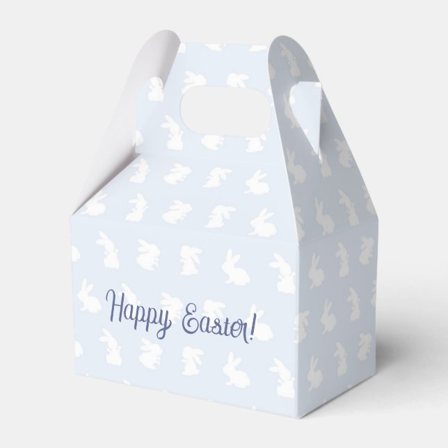 Caixinha De Lembrancinhas Blue Pastel Minimalist Bunny Easter Favor Gift Box (Frente)