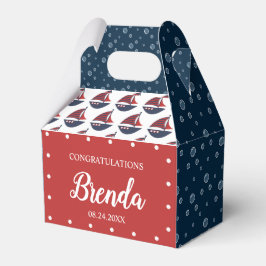 Caixinha De Lembrancinhas Blue & Red Nautical Baby Shower 4"w x 2.5"l x 5"h