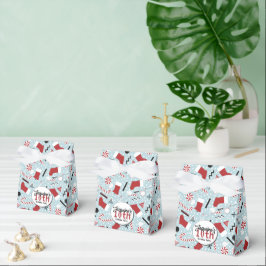 Caixinha De Lembrancinhas Blue Retro Christmas Peppermint Birthday 