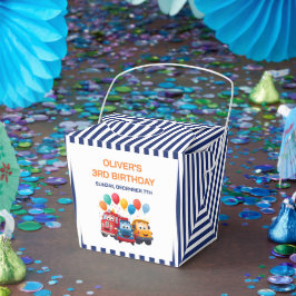 Caixinha De Lembrancinhas Blue Striped Truck Birthday Theme Favor Box