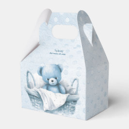 Caixinha De Lembrancinhas Blue Teddy Bear in Basket Favor Box