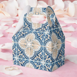 Caixinha De Lembrancinhas Blue Tiles Mediterranean Lemon Pattern