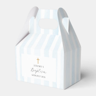 Caixinha De Lembrancinhas Blue Watercolor Stripes Baptism
