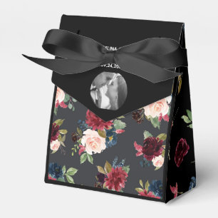 Caixinha De Lembrancinhas Blush Burgundy Foto Floral Elegante