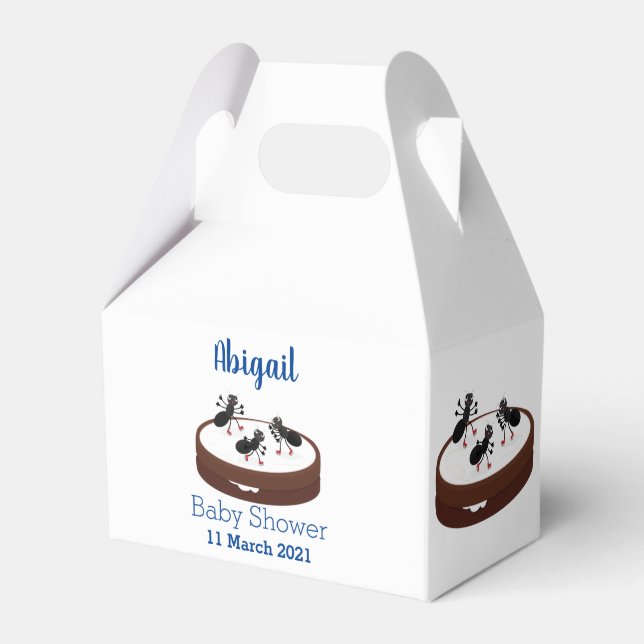 Caixinha De Lembrancinhas Boas formigas patinando em desenho de biscoito (Frente)