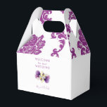 Caixinha De Lembrancinhas Boas-vindas de casamento em damasco magenta<br><div class="desc">Caixa de lembrança de casamento em damasco magenta.  Floral.</div>