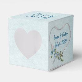 Caixinha De Lembrancinhas Boate White Ribbon Heart in Aqua Favor Box
