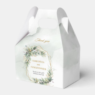 Caixinha De Lembrancinhas Boêmia, eucalipto verde e casamento dourado