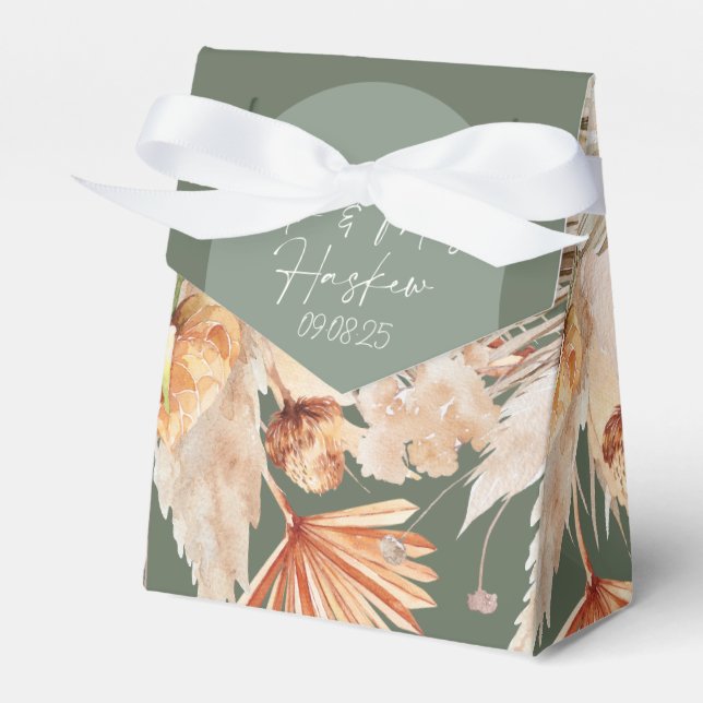 Caixinha De Lembrancinhas Bohenian Boho Sage Green Casado (Frente)