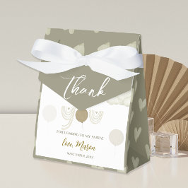 Caixinha De Lembrancinhas Boho Beige Rainbow & Balloon Birthday Party