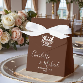 Caixinha De Lembrancinhas Boho Brown Script Minimalist Wedding