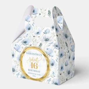 Caixinha De Lembrancinhas Boho Dusty Blue Floral Sparkles