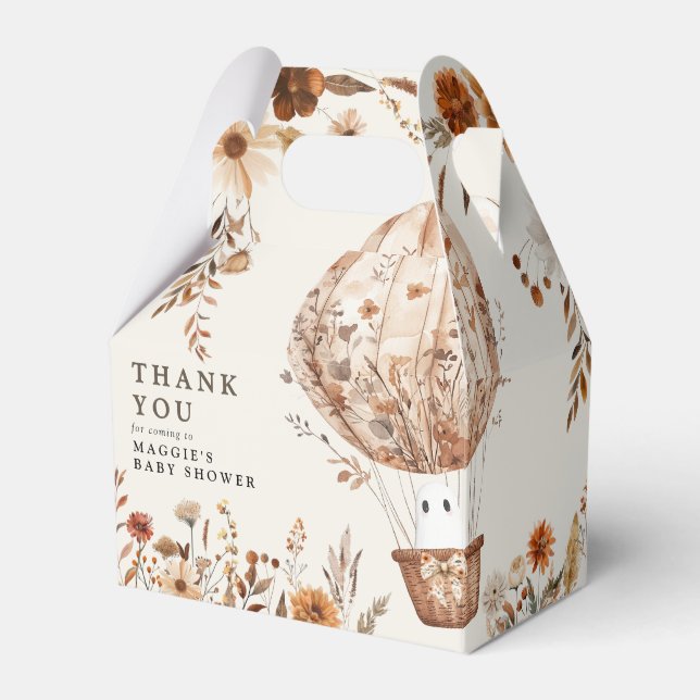 Caixinha De Lembrancinhas Boho Fall Ghost Wildflower Halloween Baby Shower (Frente)