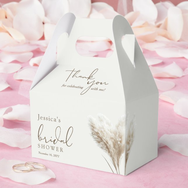 Caixinha De Lembrancinhas Boho Fluffy Pampas Grass Chá de panela Obrigado (Casamento)