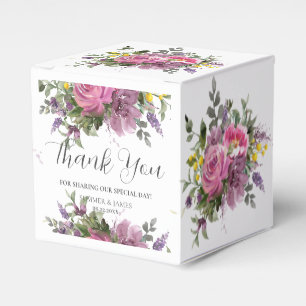 Caixinha De Lembrancinhas Boho Magenta Casamento Floral de Mauve Rosa-Rosa-R