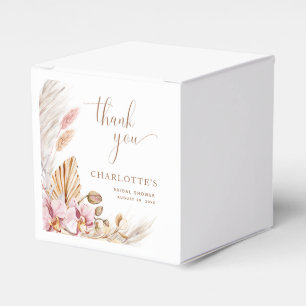 Caixinha De Lembrancinhas Boho Pampas Grass Rosa Dourado CHÁ DE PANELA