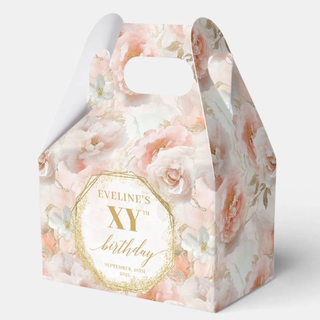 Caixinha De Lembrancinhas Boho Pastel Rosa Russo Dourado Aniversário Gracios (Graceful Boho Pastel Pink Rustic Gold Birthday Favor Boxes)