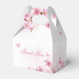 Caixinha De Lembrancinhas Boho Pink Watercolor Chá de fraldas Floral Butterf
