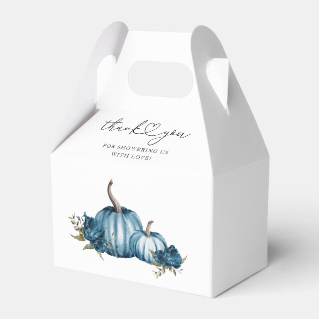 Caixinha De Lembrancinhas Boho Pumpkin Blue Flower Chá de fraldas (Frente)