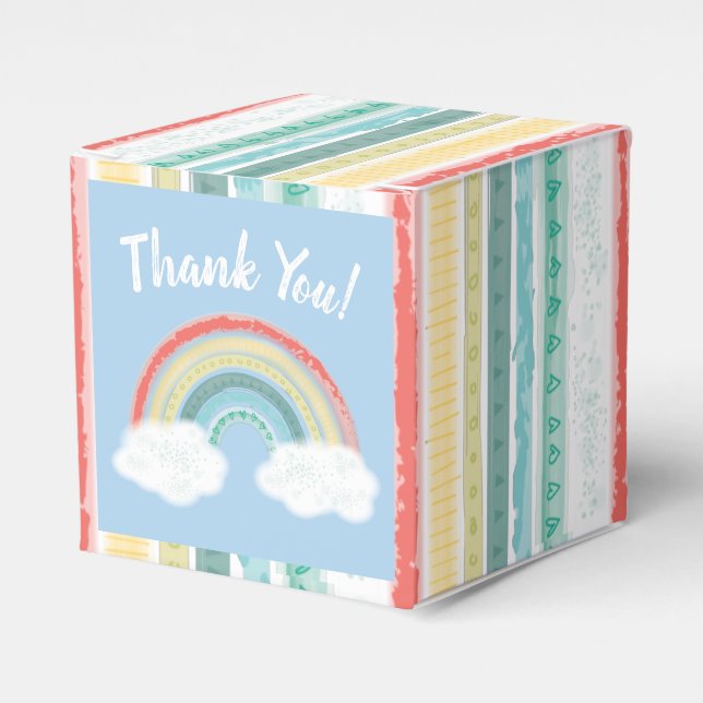 Caixinha De Lembrancinhas Boho Rainbow Chá de fraldas Blue Boy (Frente)