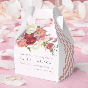 Caixinha De Lembrancinhas Boho Red Pink White Rose Flores modernas