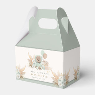 Caixinha De Lembrancinhas Boho Teddy Bear Sage Chá de fraldas de Espera Verd