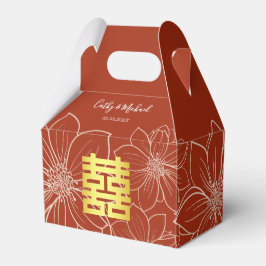 Caixinha De Lembrancinhas Boho vermelho moderno floral casamento chinês
