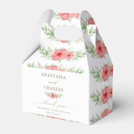 Caixinha De Lembrancinhas Boho Watercolor Pink & Ivory Greenery Floral