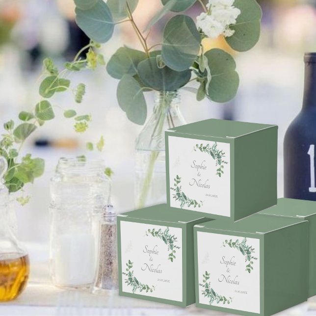 Caixinha De Lembrancinhas Boites cadeaux invités Vert Sauge eucalyptus (Boites cadeaux invités mariage eucalyptus, vert sauge, boites dragées)