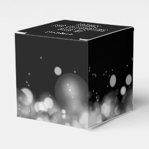 Caixinha De Lembrancinhas Bokeh Branco e Preto Personalizado