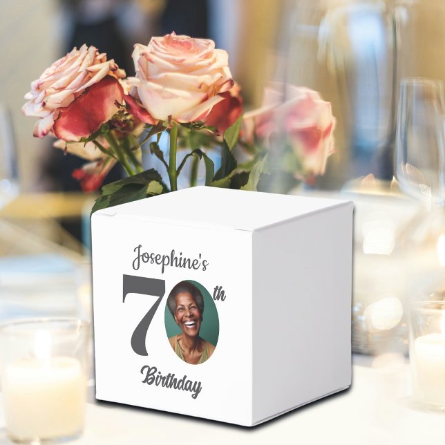 Caixinha De Lembrancinhas Bold 70th Birthday Party Photo Favor (Criador carregado)