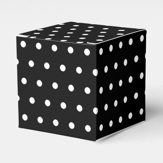 Caixinha De Lembrancinhas Bolinhas Retroativa Simples Preto e Branco (Frente)
