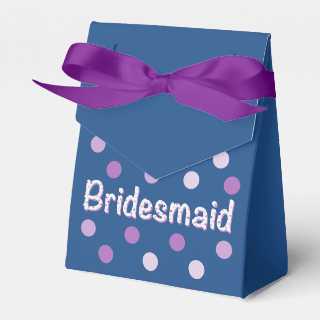 Caixinha De Lembrancinhas Bolinhas Roxo de Bridesmaid (Frente)