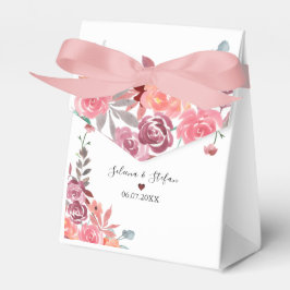 Caixinha De Lembrancinhas Bolo De Casamento Floral De Coral E Peach Watercol