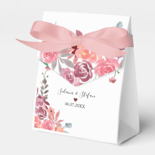 Caixinha De Lembrancinhas Bolo De Casamento Floral De Coral E Peach Watercol