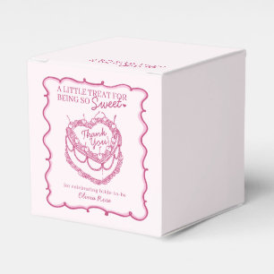 Caixinha De Lembrancinhas Bolo de Noiva Coquette Coração Retro Rosa Cereja S